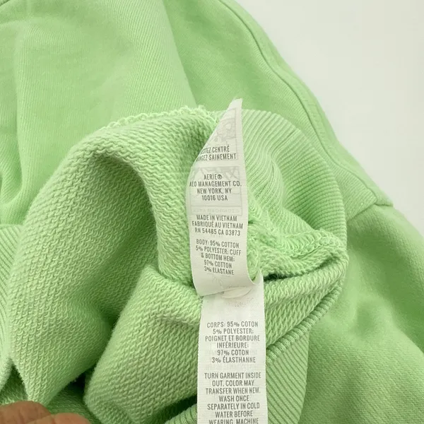 OFFLINE‎ by Aerie Cropped Sweatshirt Snap Pullover Top Thumb Hole Medium Lime - Image 9