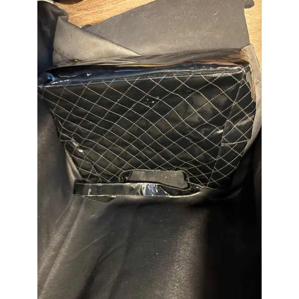 Michel Germain Black Patent Quilted Tote Bag Silver Logo Plaque Magnetic Snap - Image 2