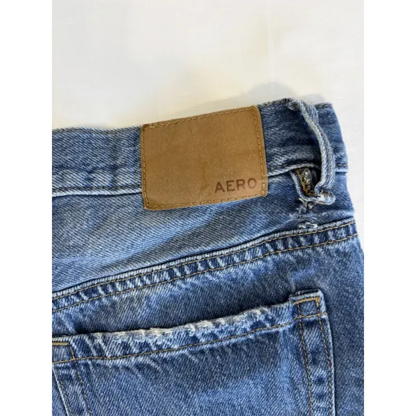 EUC Aeropostale Vintage High Rise Shorty Womens Jean Shorts, Distressed, Blue 6 - Image 5
