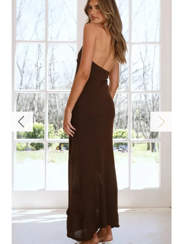 Frankie's Bikinis Floral knit halter maxi dress - Image 3