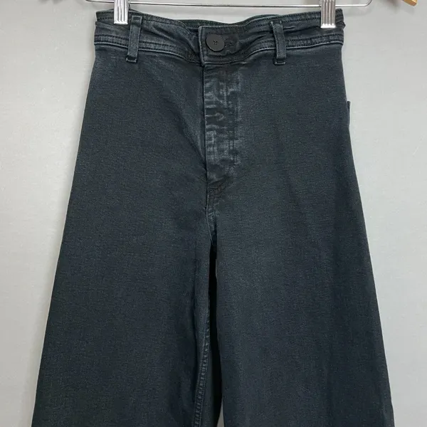 Zara Jeans Marine Straight Jeans Size‎ 0 Women Wide Leg Raw Hem Faded High Rise - Image 3