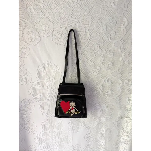 Vintage Betty Boop Mini Convertible Backpack Purse Y2K Black Faux Leather Bag - Image 8
