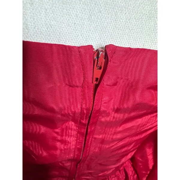 VTG 80s Romantic Red Taffeta Party Dress Puff Sleeve Square Neck Maxi Prom Gown - Image 6