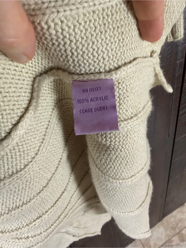 Vintage Light Beige Open-Front Duster Cardigan Sweater - Image 9