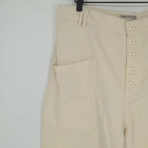 Urban Outfitters Women's High Waist Straight Leg‎ Cream Pants Size 12 Button Fly - Image 6