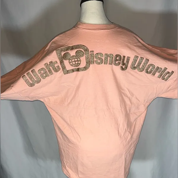 Walt Disney World Spirit Jersey Peach w/ Gold Glitter Long Sleeve - Image 6