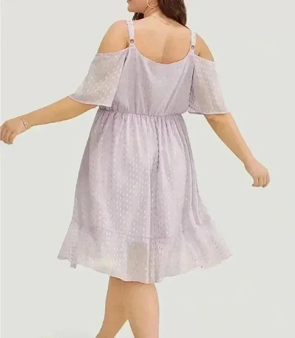 NWT!geometric ruffle trim cold shoulder pocket wrap dress size 14–16 or 1X - Image 4