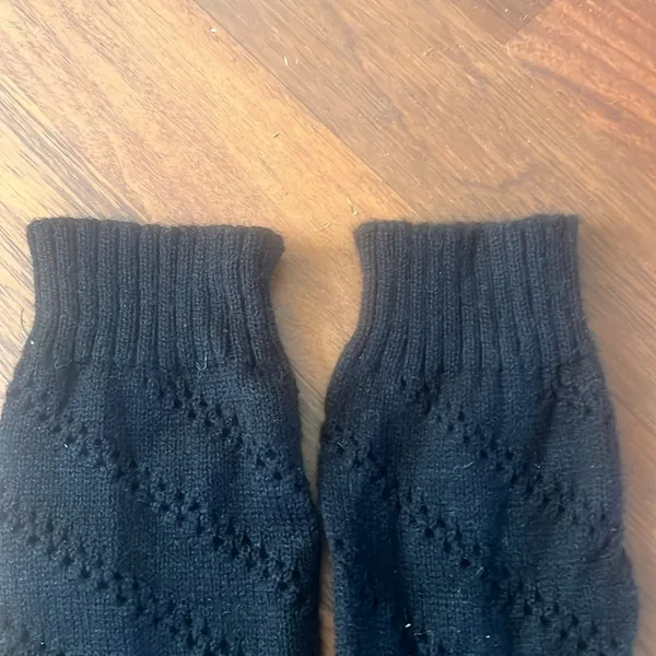 Black Knit Eyelet-Detail Legwarmers (OS) - Image 4
