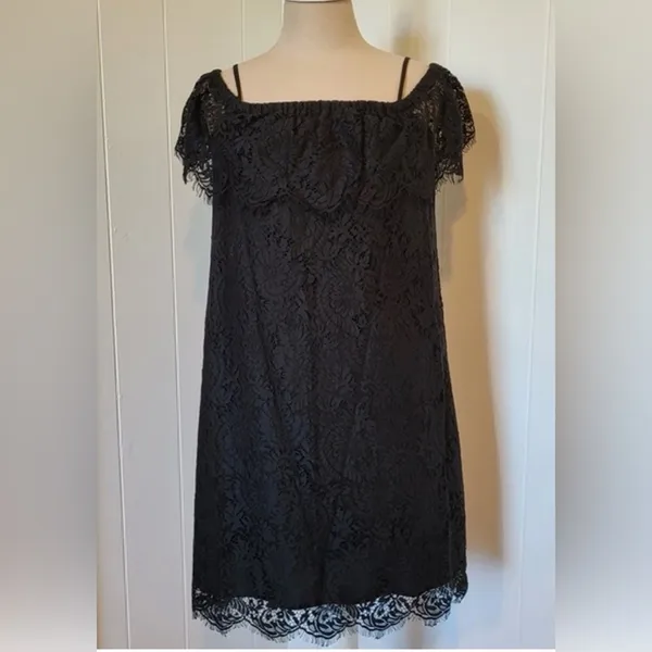 Madewell Black Lace Off-The-Shoulder Mini Dress - Size 00 - Image 5