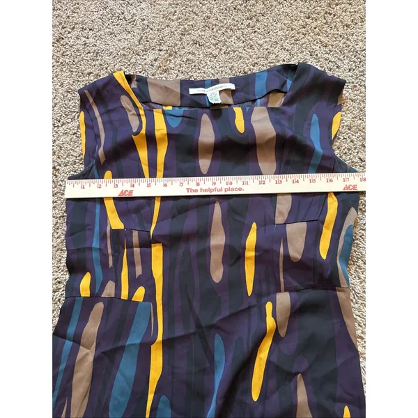 DVF Diane von Furstenberg Samuella Traveler prune silk shift purple yellow Sz 6 - Image 4