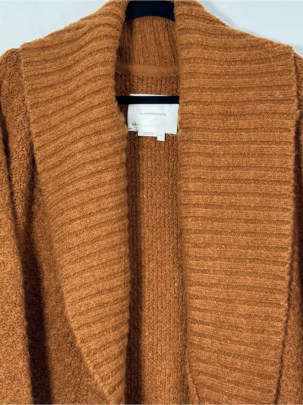 Anthropologie Women’s Small Rust Brown Oversized Open Front Cardigan - Image 4