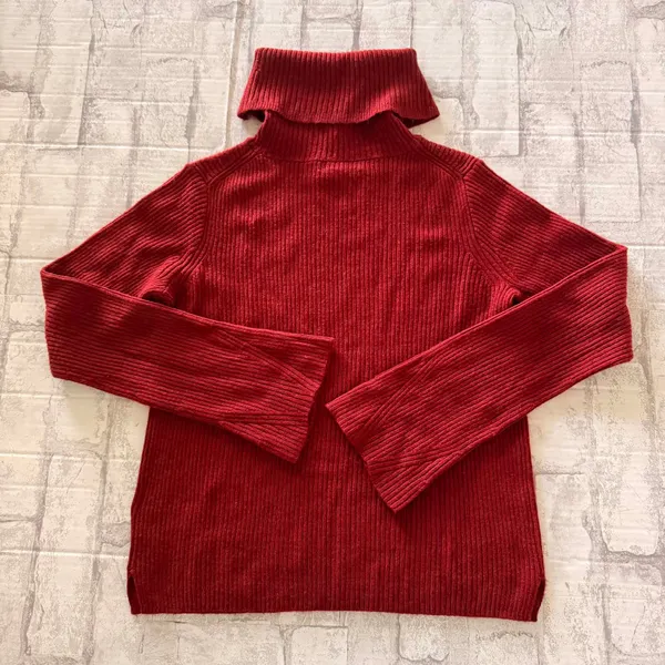 Madewell Bell Sleeve Ribbed Turtleneck Sweater Red Alpaca Wool Blend Sz XS - Image 3
