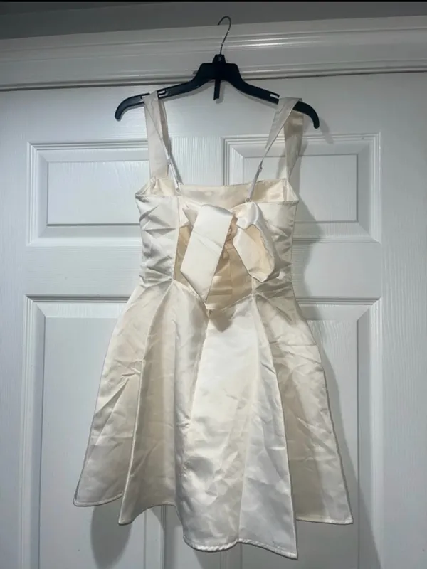 SHEIN White Satin A-Line Mini Dress - Image 2