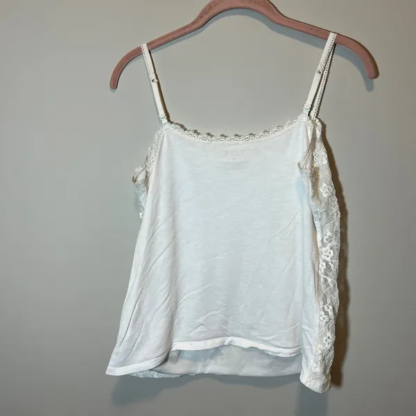Elle White Floral Lace Camisole Tank Top Adjustable Straps Women's Medium - Image 4