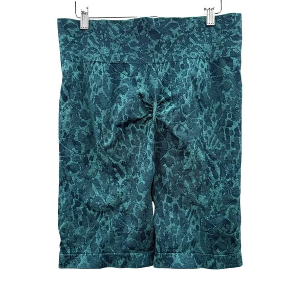 Gymshark Adapt‎ Animal Seamless Shorts Womens XXL Green Teal Biker Scrunch B2A1F - Image 3