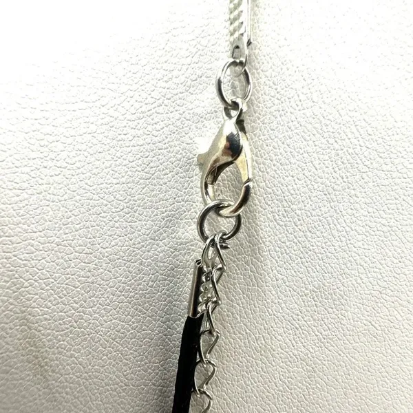 Silver tone cat pendant necklace on black cord - Image 6