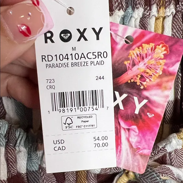 Roxy Colorful Checkered Midi‎ Dress medium 99% Cotton - Image 7