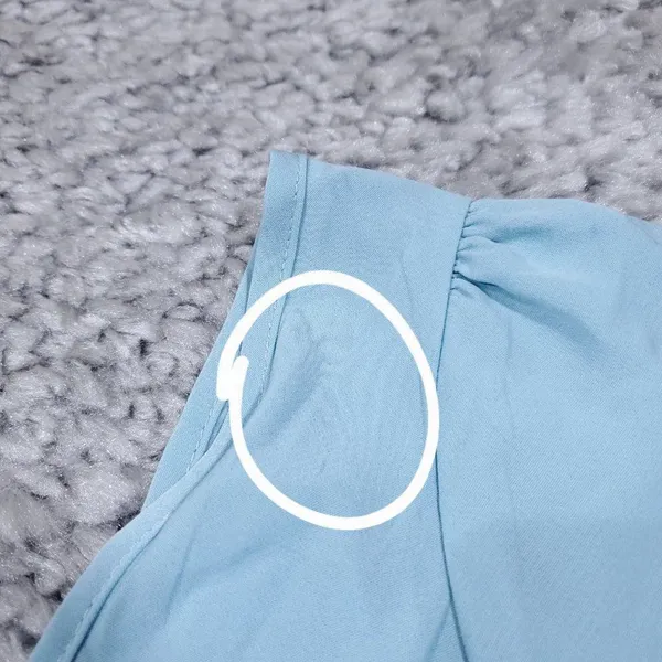 Abercrombie Cinch Front Puff Sleeve Cropped Top Light Blue Size Small Peasant - Image 4