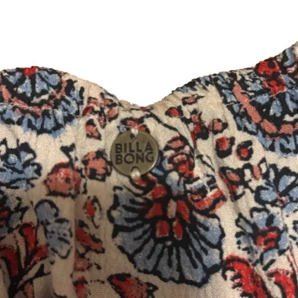 Billabong White Floral Clinched Crop Top Women's Large Multicolor Long Sleeve - Image 5