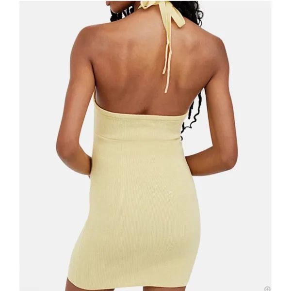 NWT‎ For Love & Lemons Mona Mini Yellow Halter Dress Sz Small $153 - Image 5