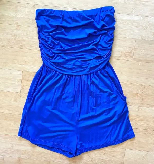 Pretty Blue Strapless Romper - Image 2