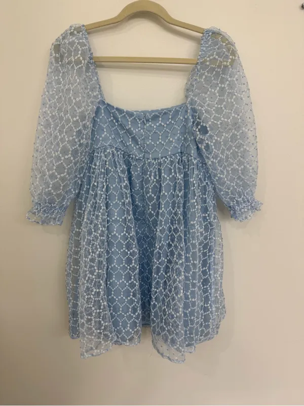Storia Light Blue Puff-Sleeve Square Neck Women's Top - Image 2