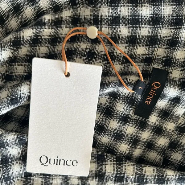 Quince Black and White Gingham Button-Front Midi Dress - Image 7