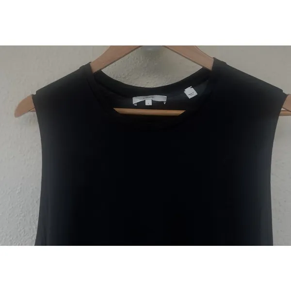 Vince Black Sleeveless Pima Cotton Maxi Waist Tie Dress L Minimal Capsule Luxury - Image 5
