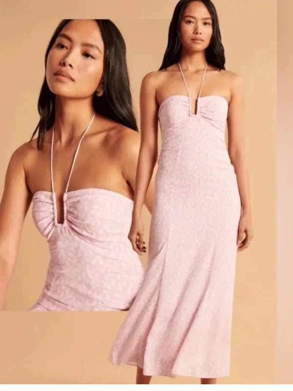 Abercrombie & Fitch Bloggers Favorite Pink Floral‎ Cinched Halter Maxi Dress - Image 4