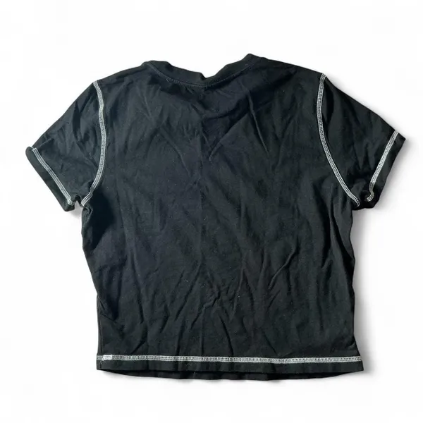 True Religion Brand Jeans Cropped Black‎ Graphic T-Shirt White Stitching - Image 2