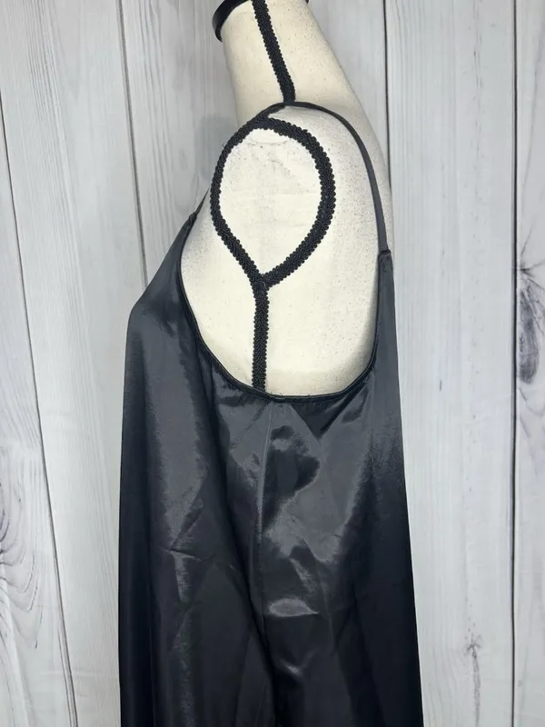 Vince Camuto Black Satin Slip Maxi Dress Sz L V-Neck Strappy Sleeveless - Image 5
