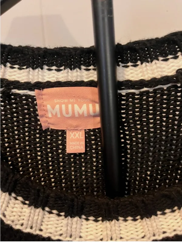 Show Me Your Mumu Ski oversized Sweater black and white knit block design XXL - Image 3