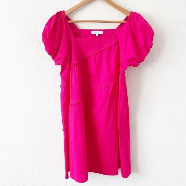 Taylor Tillman Hot Pink Puff Sleeve Square Neck Mini Dress S - Image 2