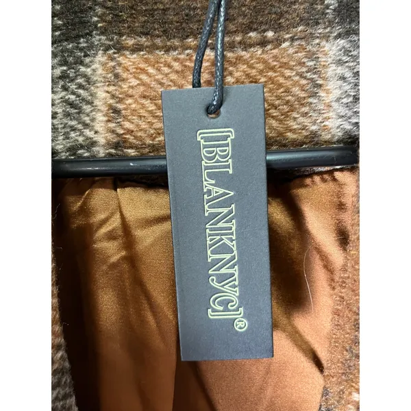 BlankNYC Evereve Wanderer Plaid Cocoon Coat Brown Oversized Shacket Large New - Image 7