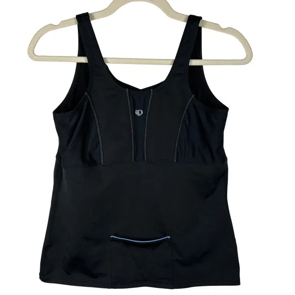 Pearl Izumi Cycling Tank Top Large Black‎ Mesh Shelf Bra Rear Pocket Athletic - Image 2