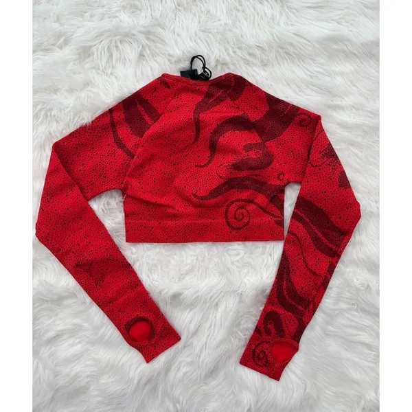 Civil Regime Red Chaos Kelly Seamless Long Sleeve Crop Top Size XS - Image 6