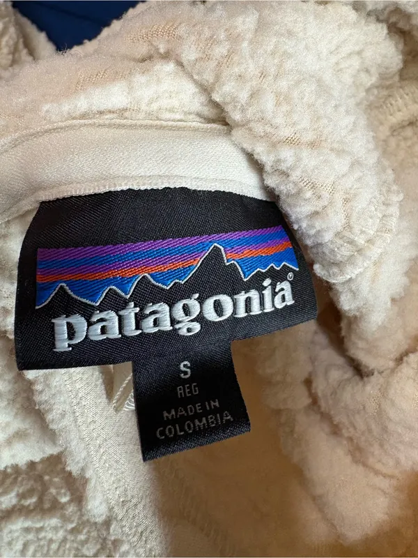 Patagonia Hoodie Womens Small Cream Pullover Diamond Capra Hoody Fleece Sweater - Image 2