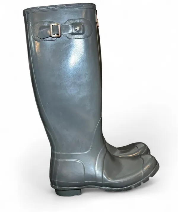 Hunter Original Tall Gloss Rain Boots Women’s Size 8M Gray Waterproof W23616 - Image 2
