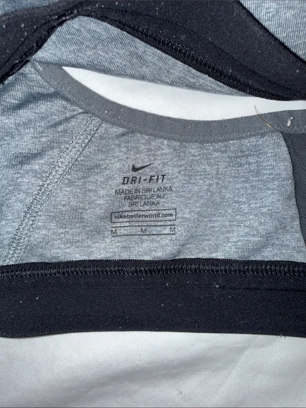 Nike Gray straps Strappy Sports Bra Dri fit medium black padded gym - Image 5