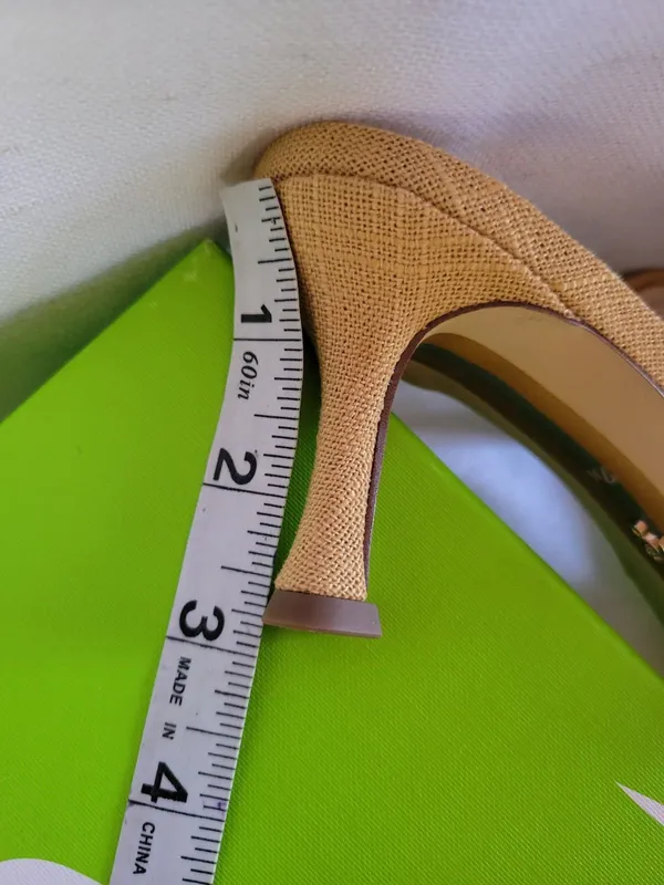 San Edelman Women's Pietra Dsrt Sun Linen Kitten-Heel sandals Size 7.5 Yellow - Image 9
