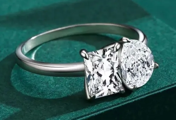 Sterling Silver SIZE 6 925 Emerald And Pear CZ Engagement Ring - Image 3