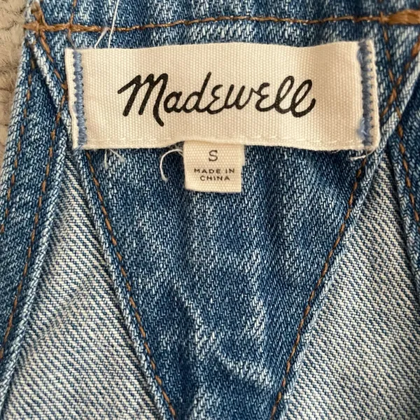 Women's Madewell Denim Overalls Shorts Size S Blue - Image 3