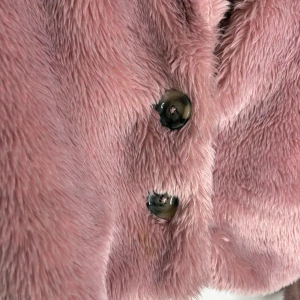 Free People Pink Faux Fur Coat Women’s Small Plush Teddy Shaggy Y2K Boho Jacket - Image 4