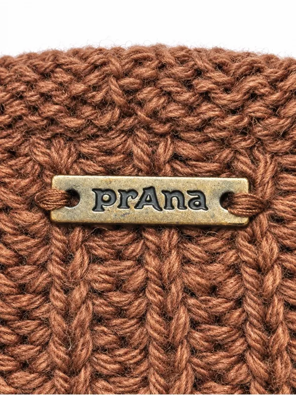 prAna Wool Blend Cowl Neck Sweater Medium Brown Striped Hem Pullover - Image 4