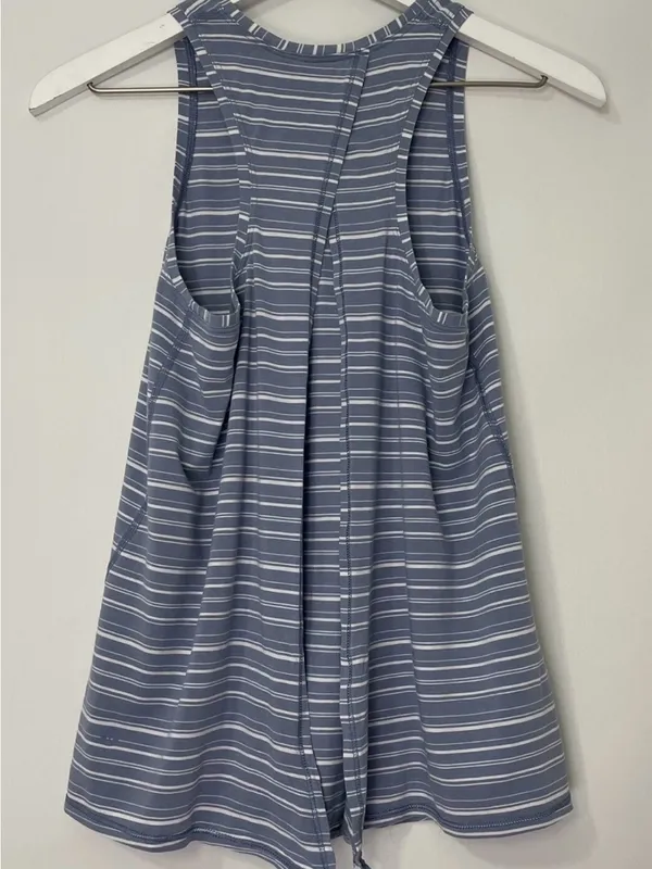 Lululemon All Tied Up Tank Top Blue & White‎ Stripe Size 2 - Image 5