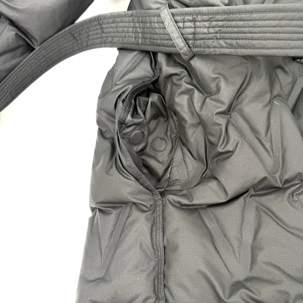 Black Down Puffer Jacket Shawl Collar Wrap Belt Winter Outerwear Coat Parka Size M - Image 11