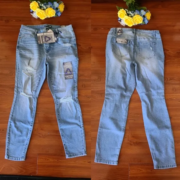 Indigo Fusion Distressed Jeans Size 14 - Image 2