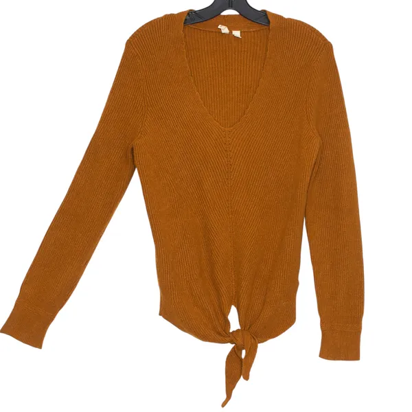 Moth Anthropologie Sweater Cottage Fall Boho Ribbed Cozy Preppy Tie Front Small - Image 7