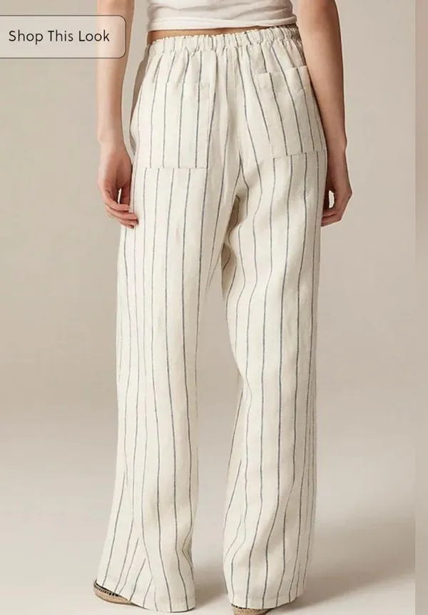 J.Crew Soleil pant in striped linen Size L - Image 4