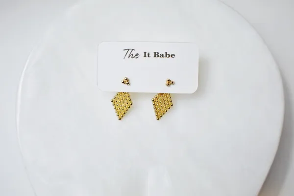 geometric gold Stud Earrings - Image 4